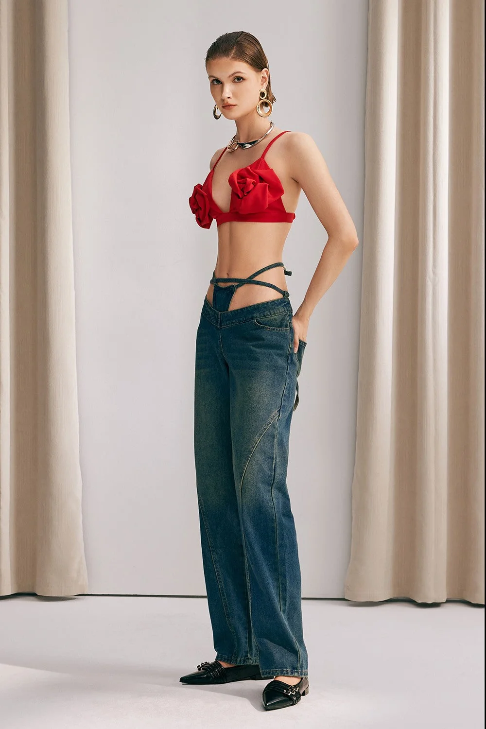 Urban Edge Lace-Up Denim Jeans