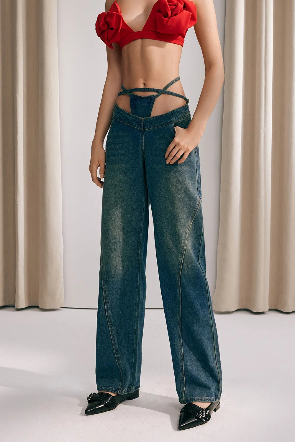 Urban Edge Lace-Up Denim Jeans