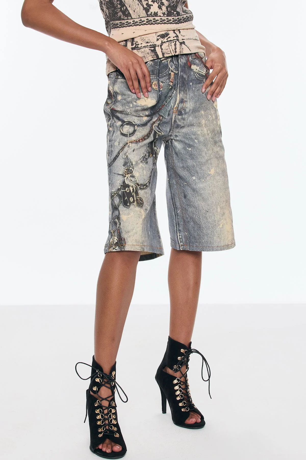 Elegant Hollow Blue Jeans for Women