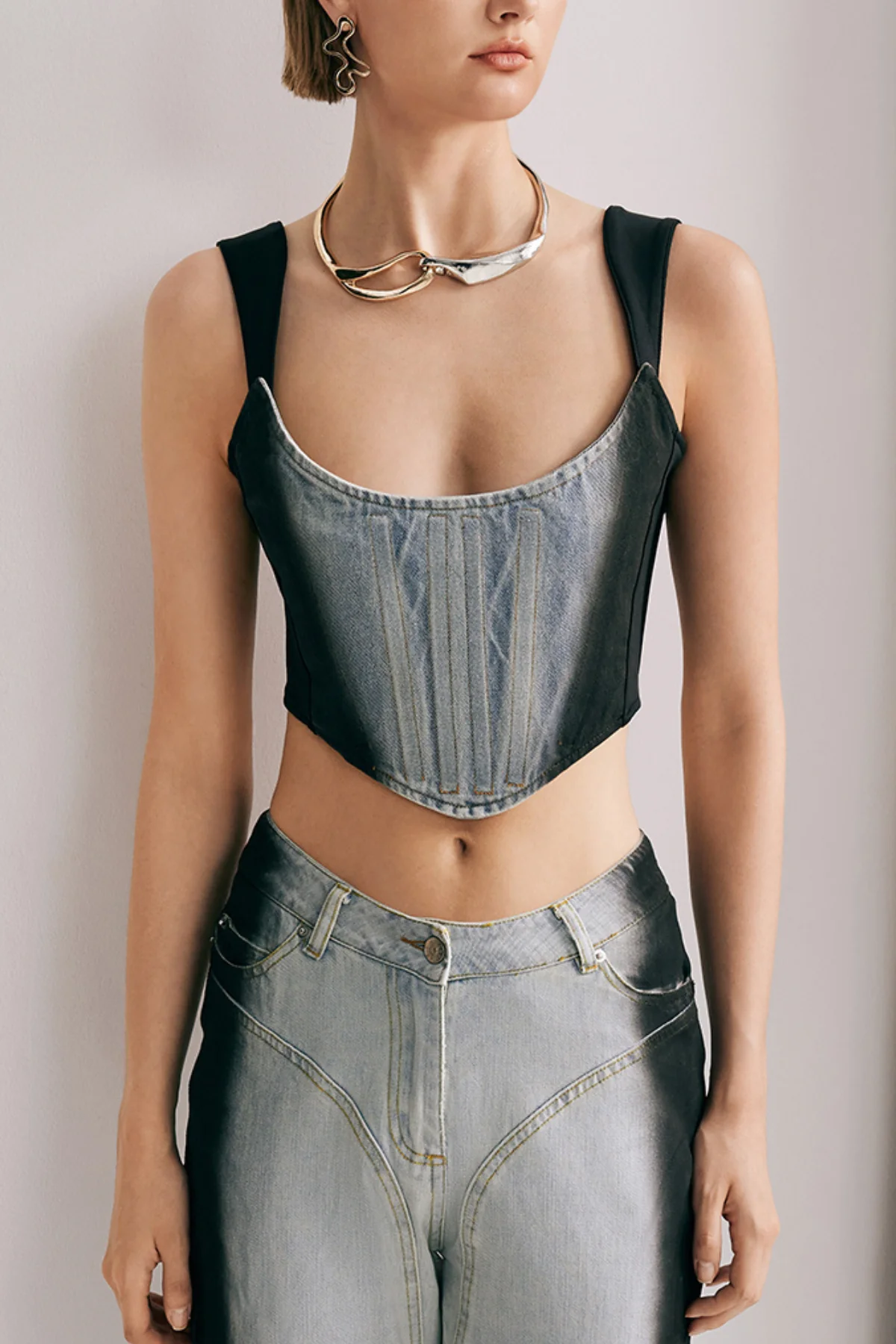 Stylish Hayley Strapless Top in Denver Blue