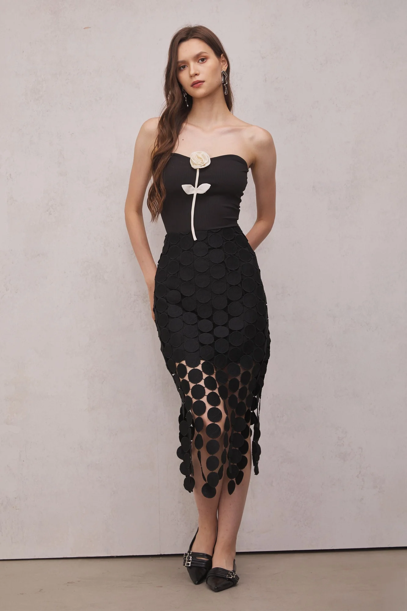 Elegant Fringe Maxi Skirt in Black