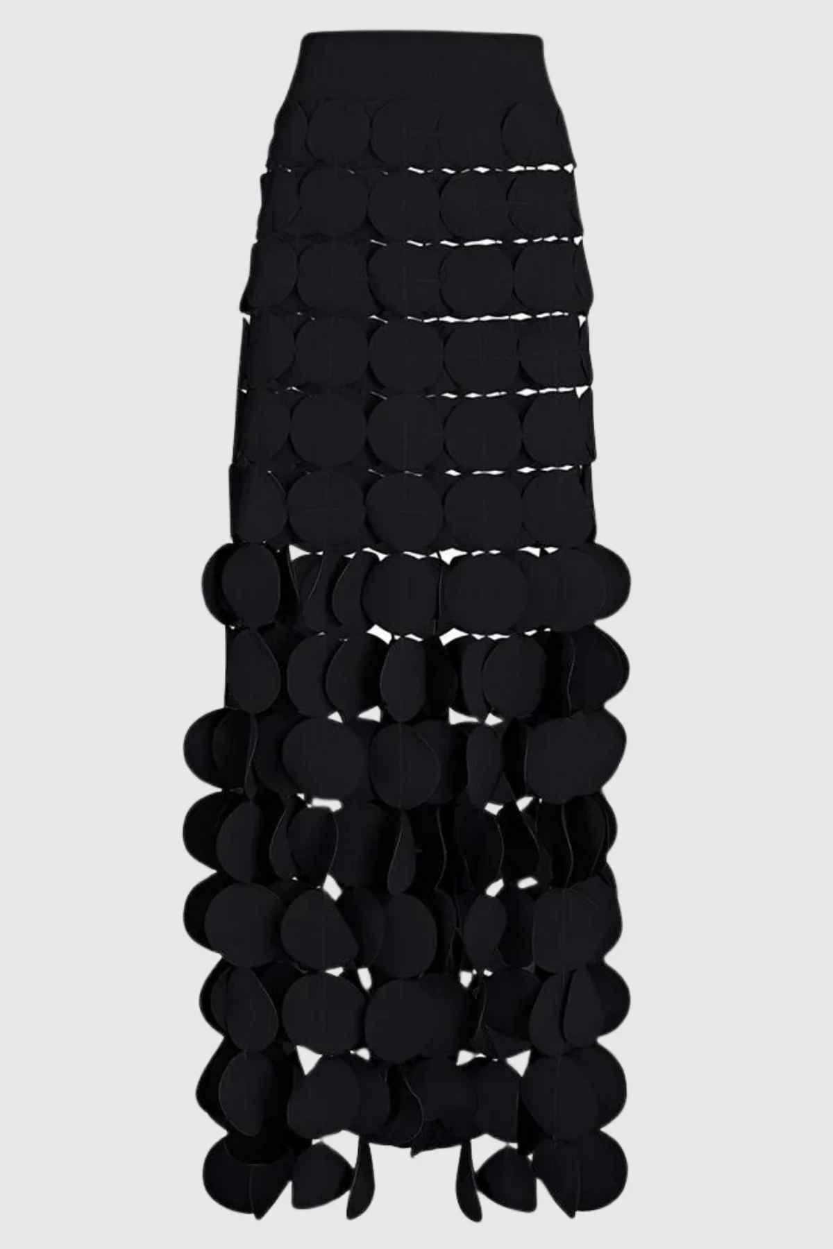 Elegant Fringe Maxi Skirt in Black