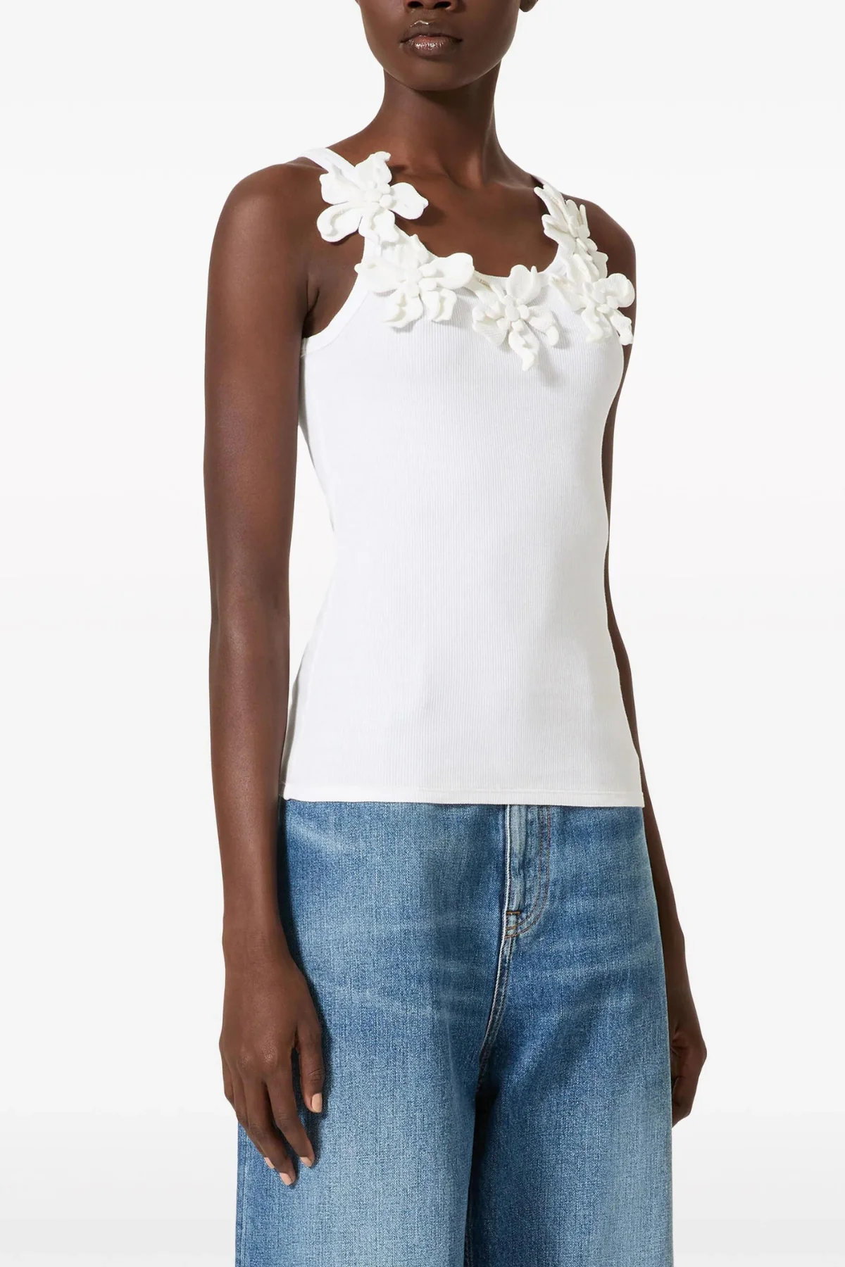 Floral Spaghetti Strapless Top in White | Womens Fashion