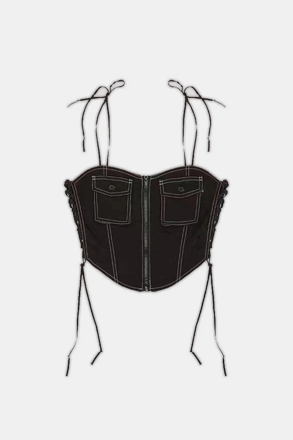 Elegant Lace Up Top in Black | Noelle Design