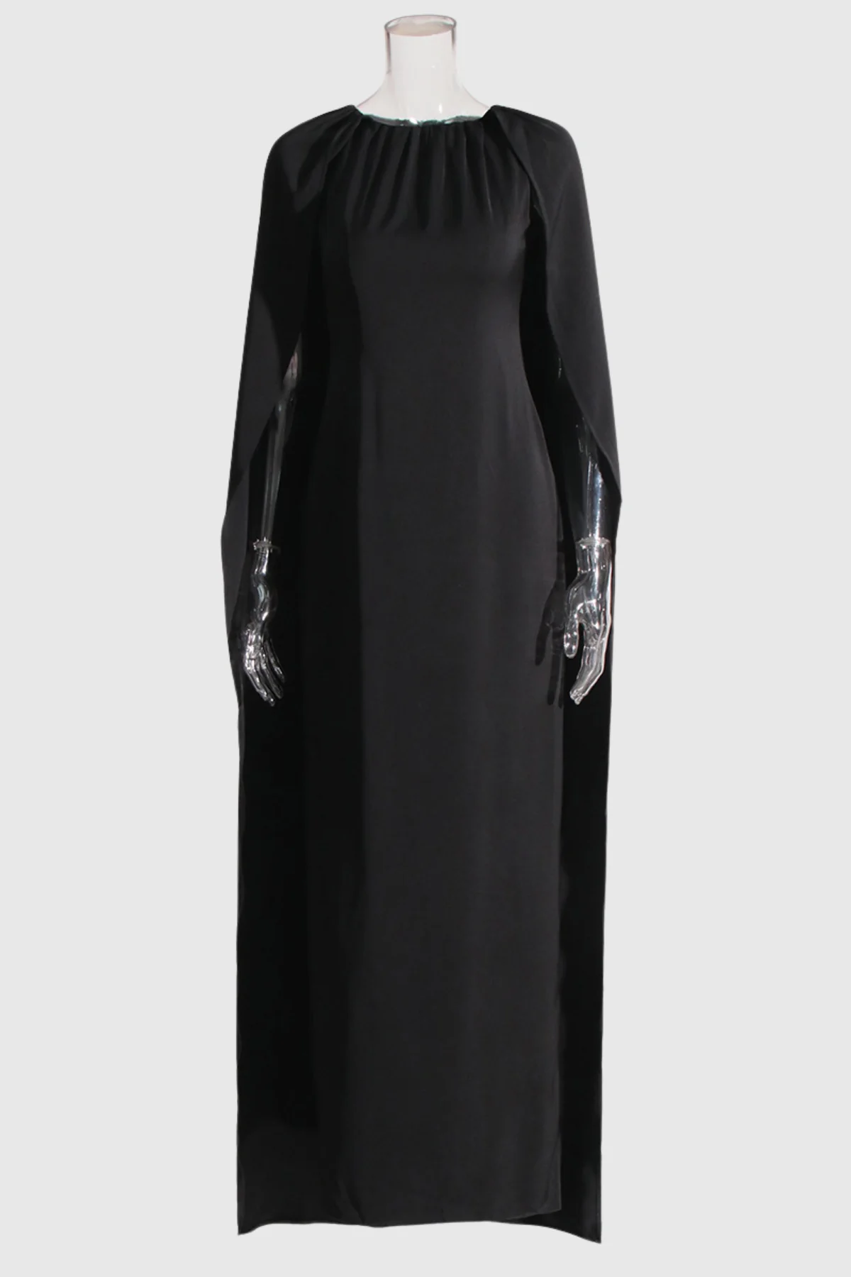 Black Shawl Cutout Dress - Elegant Hollow Design