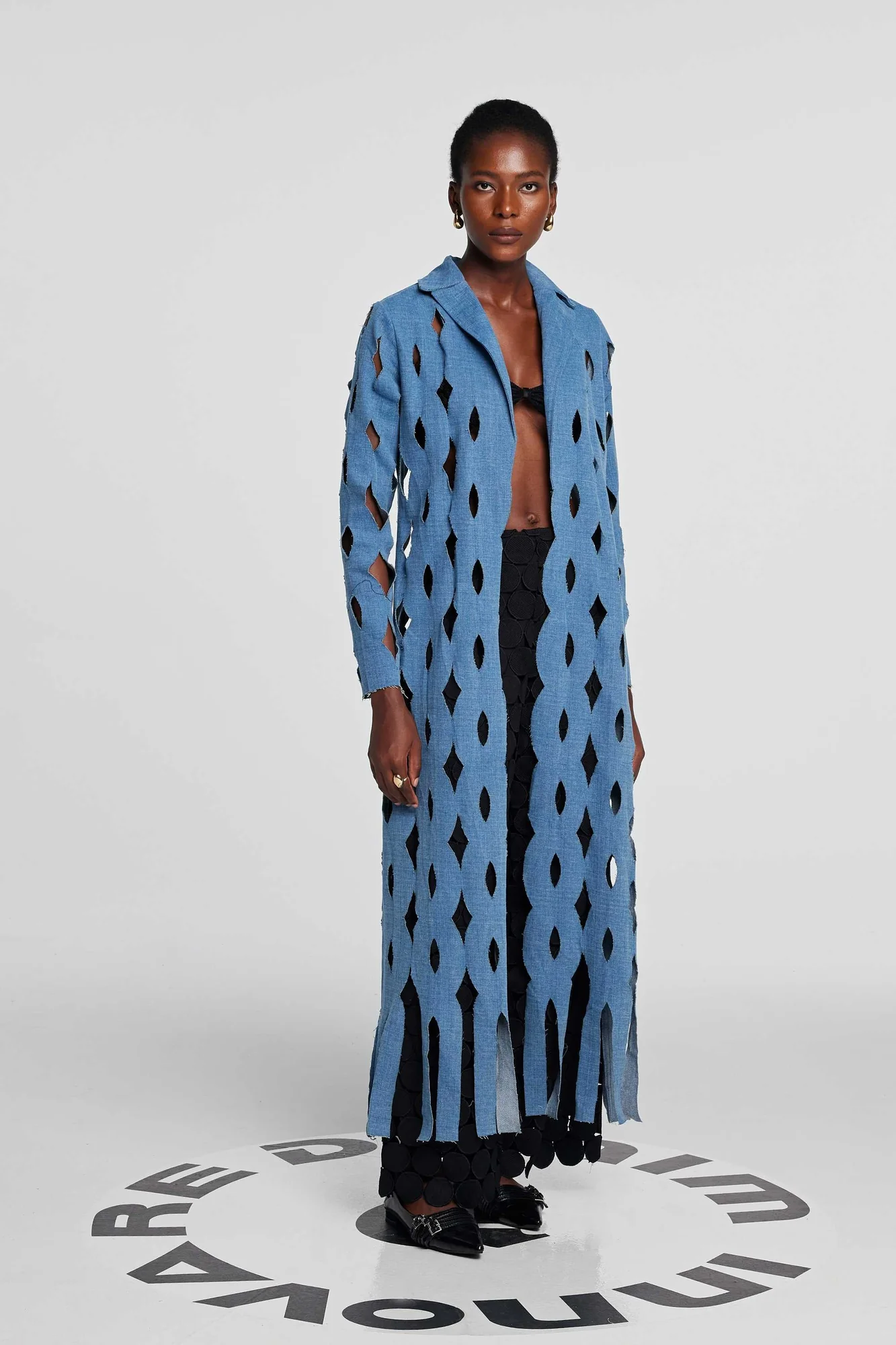 Denim Geometric Cutout Jacket in Blue | Stylish & Versatile Design