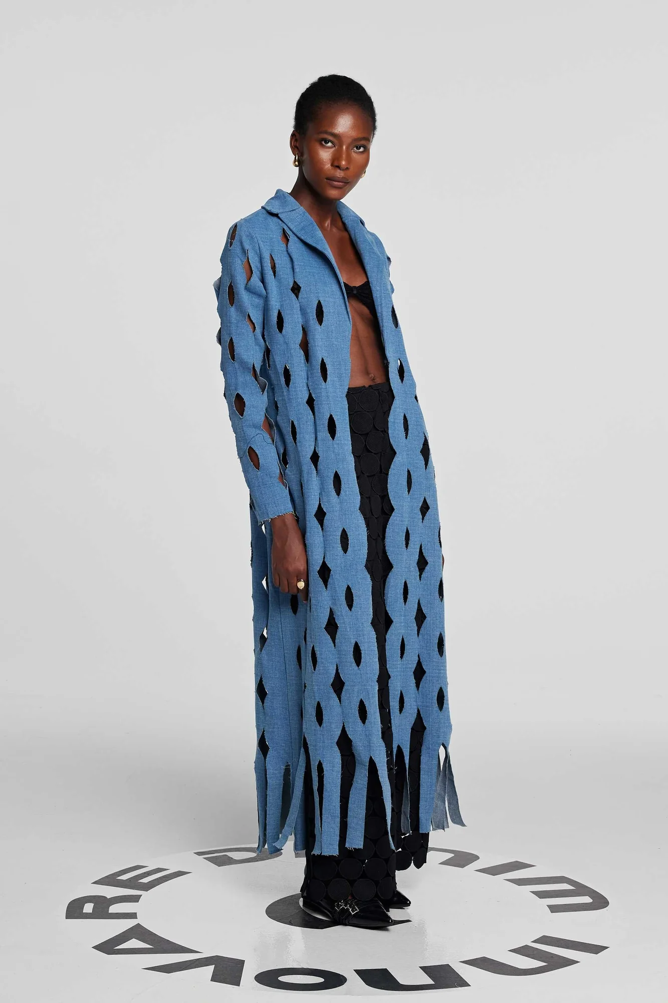 Denim Geometric Cutout Jacket in Blue | Stylish & Versatile Design