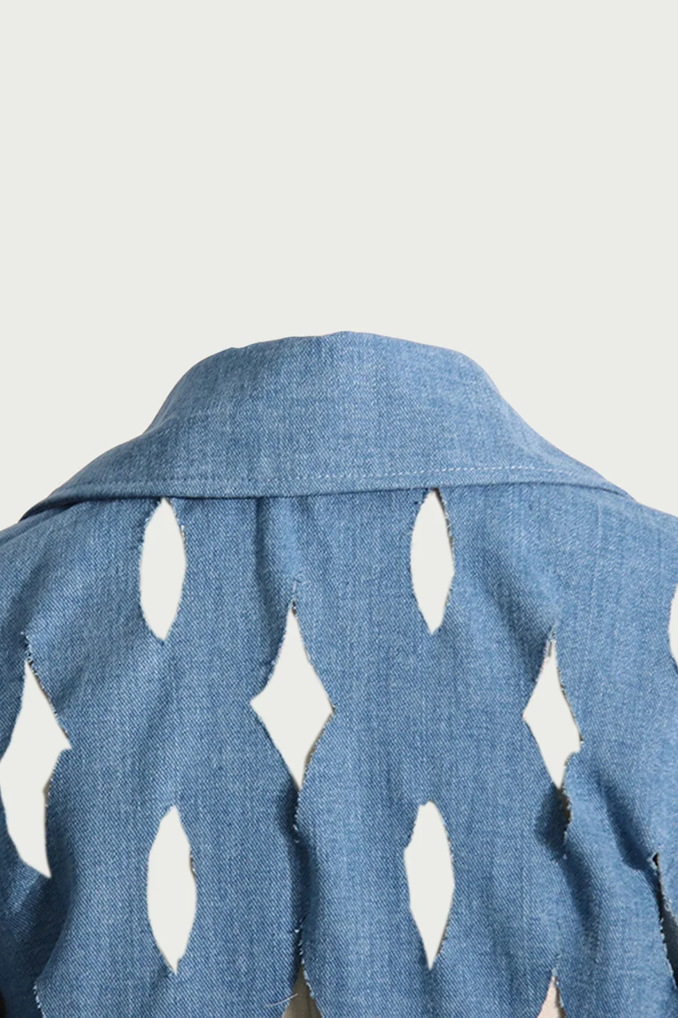 Denim Geometric Cutout Jacket in Blue | Stylish & Versatile Design