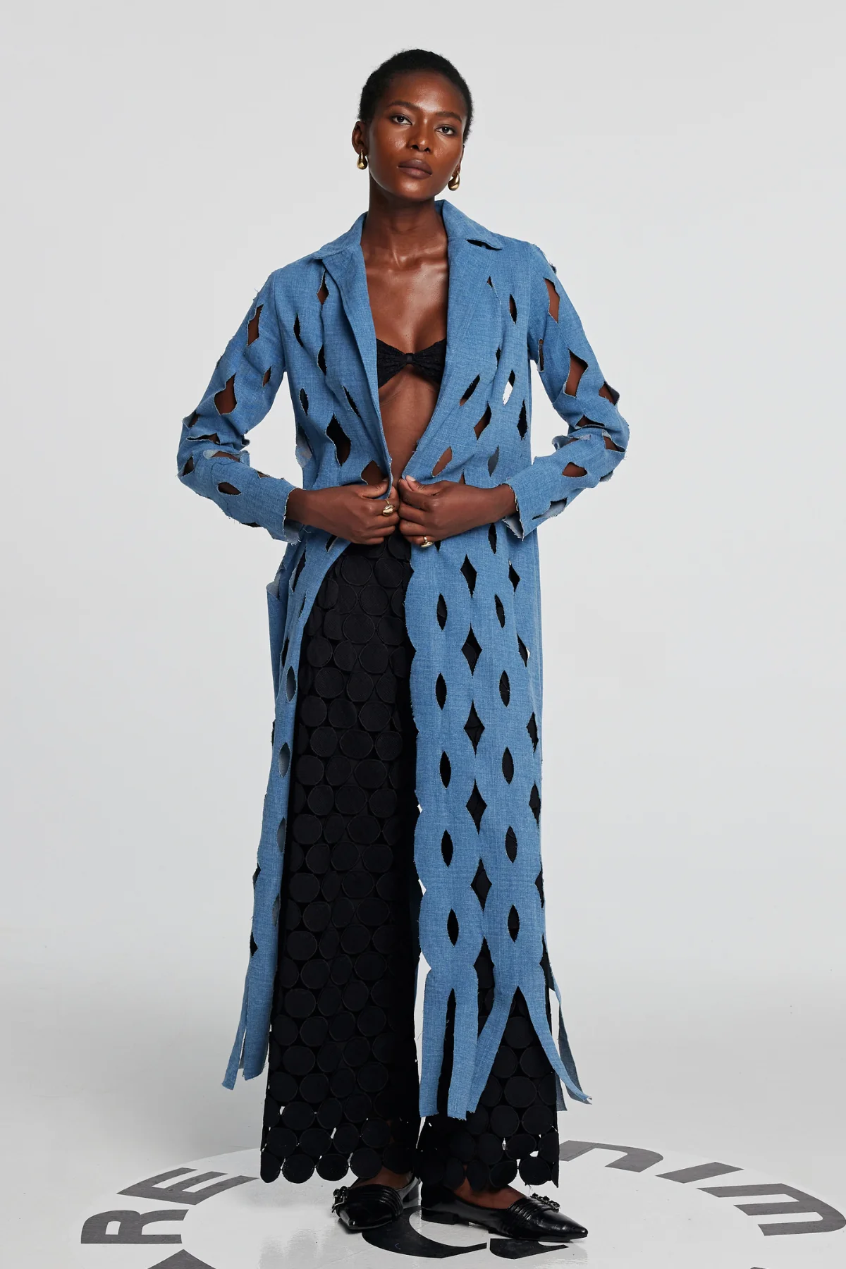 Denim Geometric Cutout Jacket in Blue | Stylish & Versatile Design