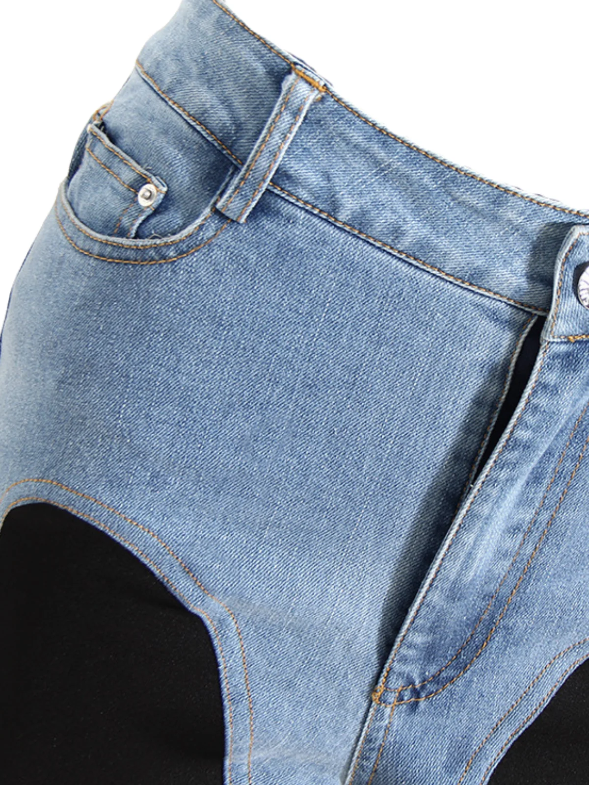 Black Mesh Paneled Skinny Jeans