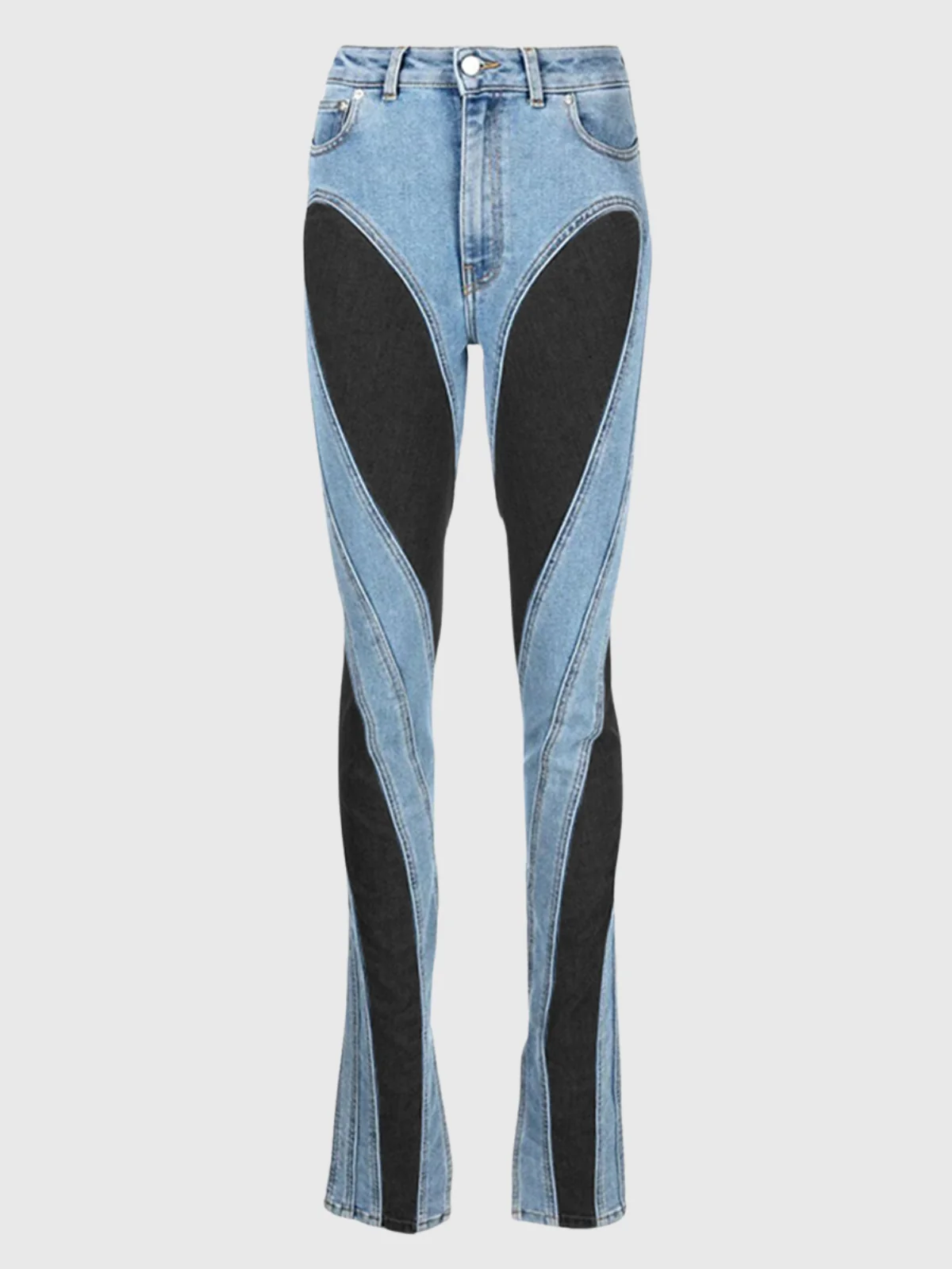 Black Mesh Paneled Skinny Jeans