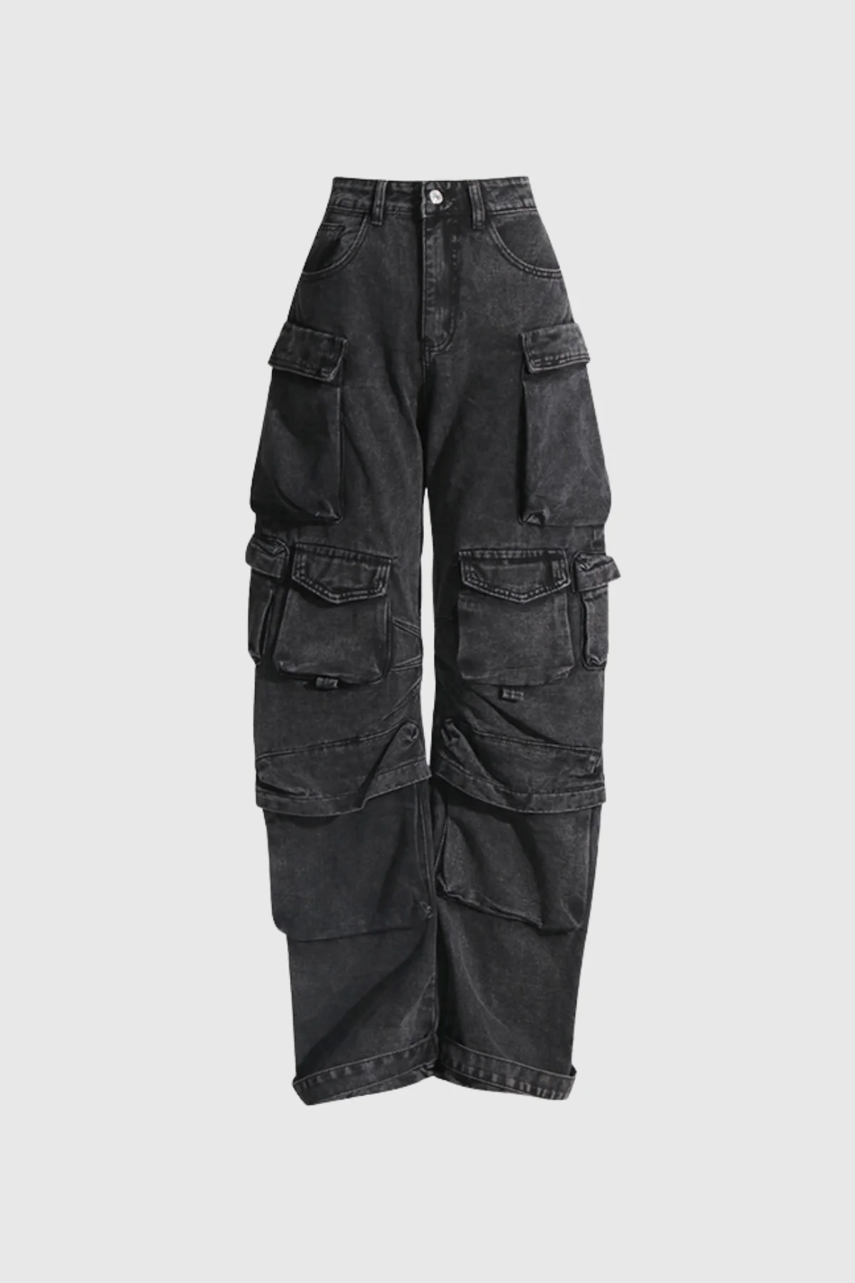 Black Wide Cargo Jeans - Stylish & Durable Design