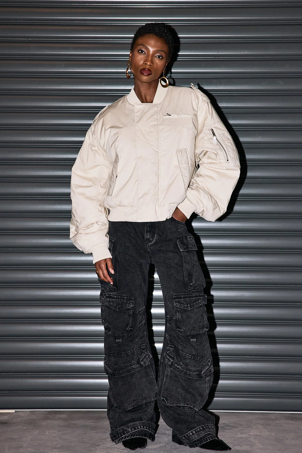 Black Wide Cargo Jeans - Stylish & Durable Design