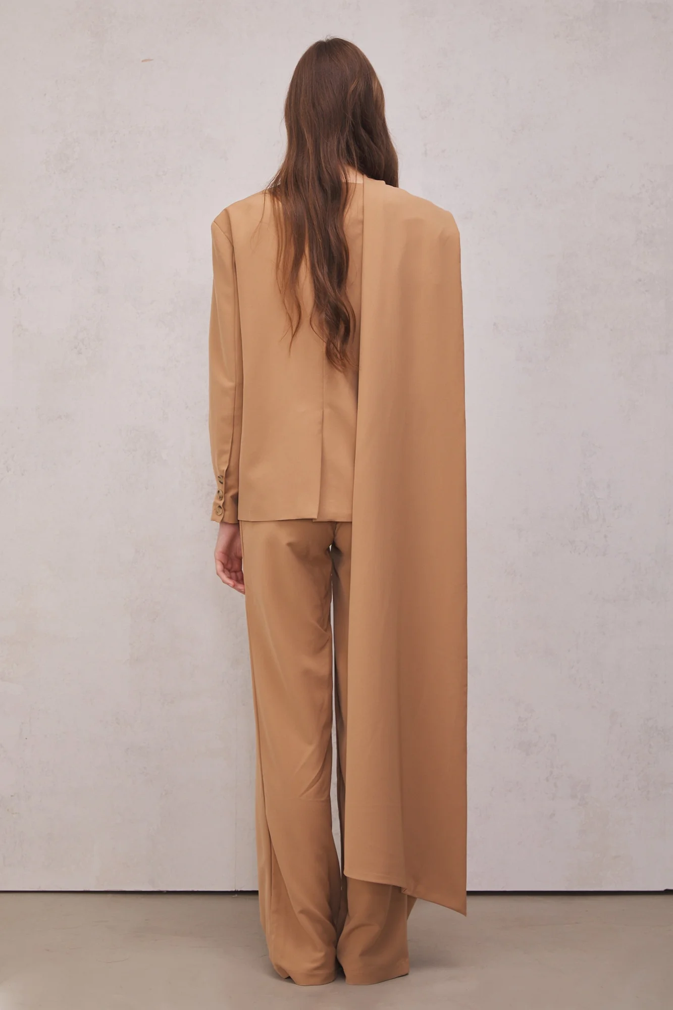 Brown Cutout Blazer and Pants Set for Women