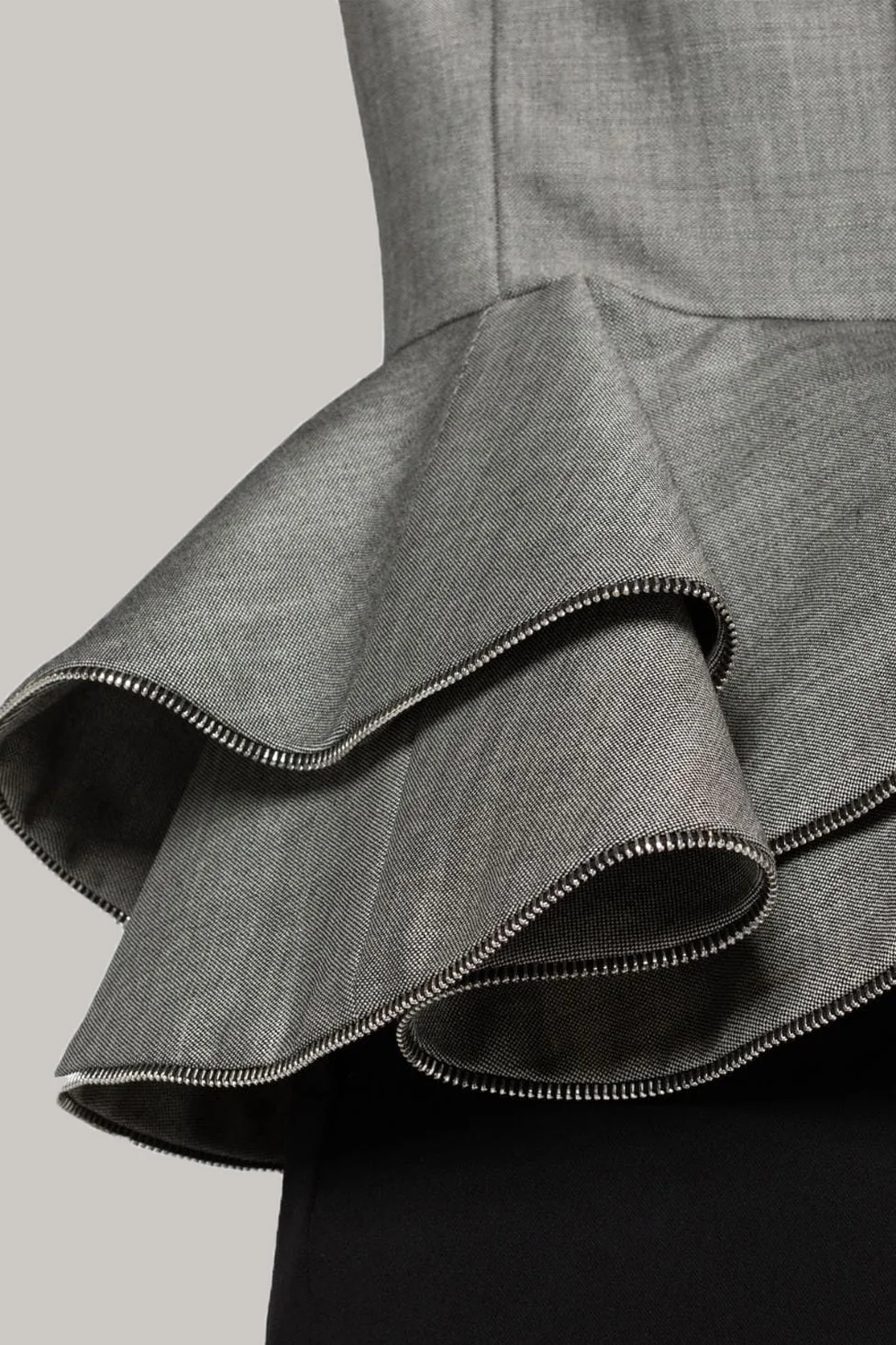 Elegant Sage Peplum Ruffle Blazer in Grey