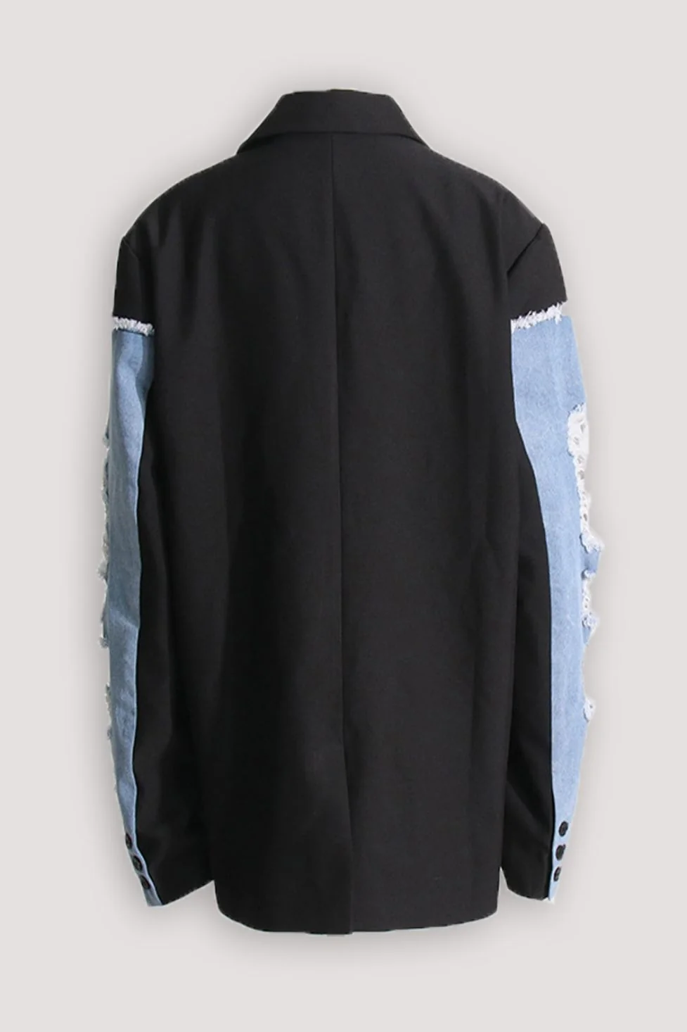 Bold Black Patchwork Denim Jacket