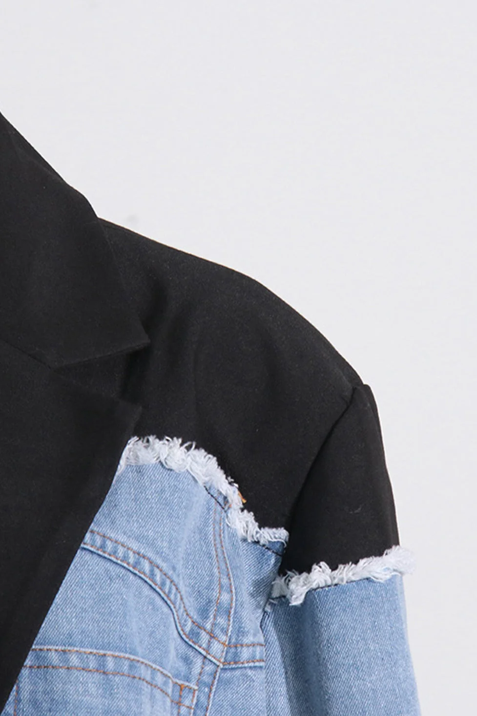 Bold Black Patchwork Denim Jacket
