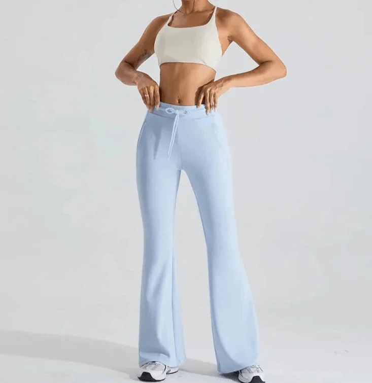 Flare Leggings with Drawstring Waist Elastic - Vibe Style