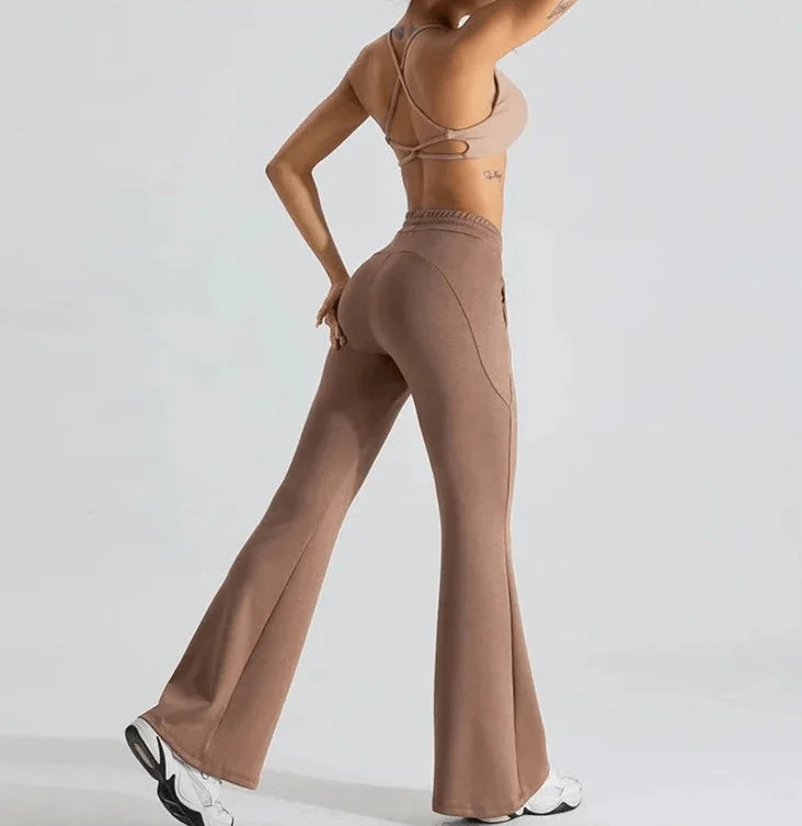 Flare Leggings with Drawstring Waist Elastic - Vibe Style