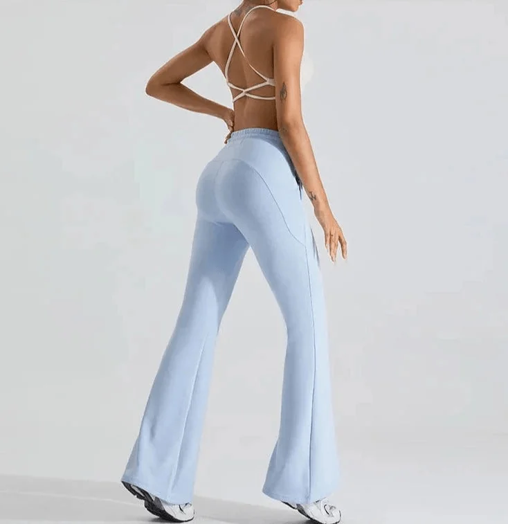 Flare Leggings with Drawstring Waist Elastic - Vibe Style