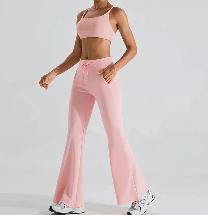 Flare Leggings with Drawstring Waist Elastic - Vibe Style