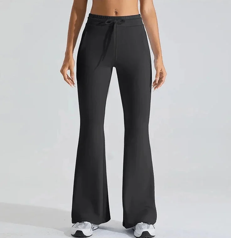Flare Leggings with Drawstring Waist Elastic - Vibe Style