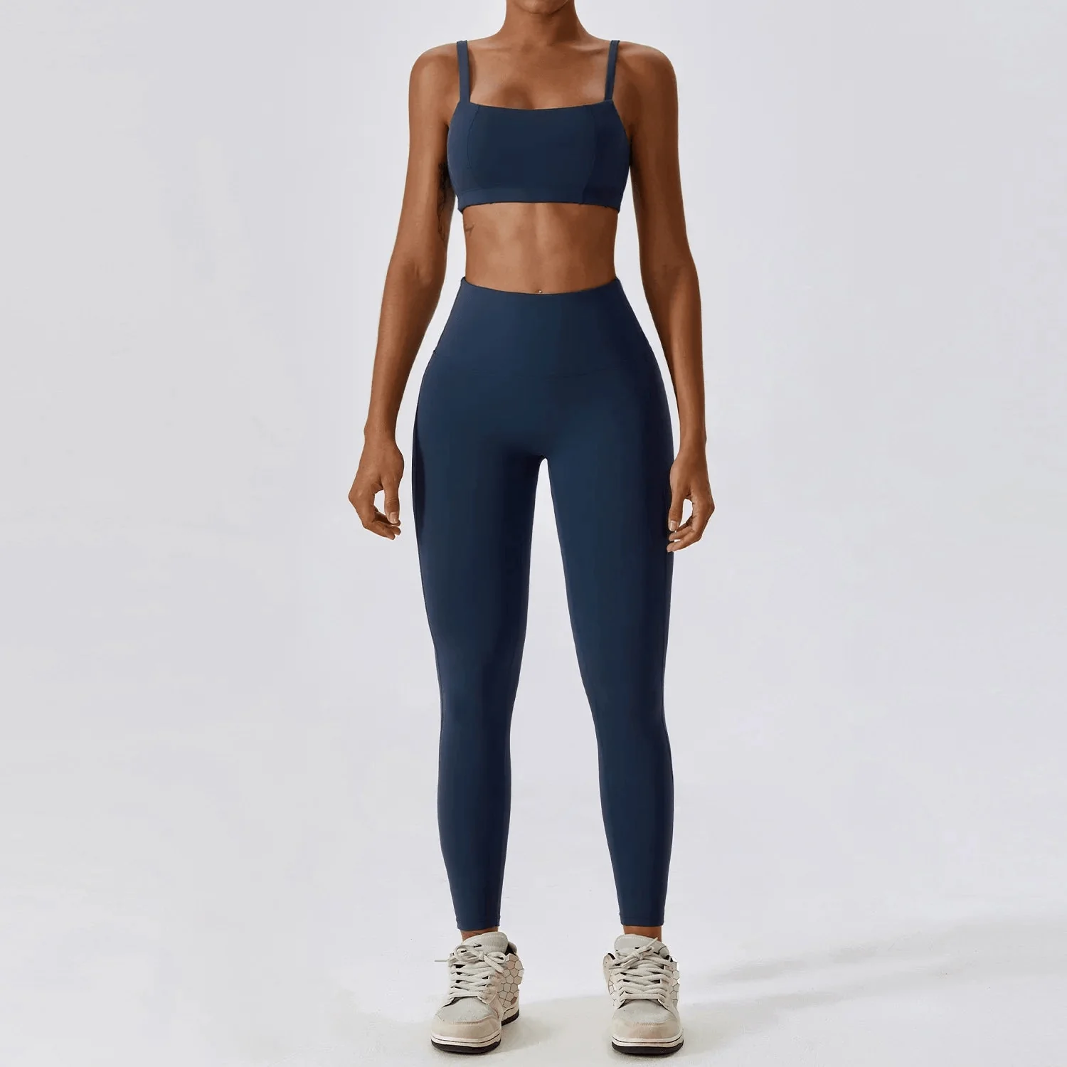 Seamless Athletic Bra Gym Set in Badge Blue - Top & Leggings
