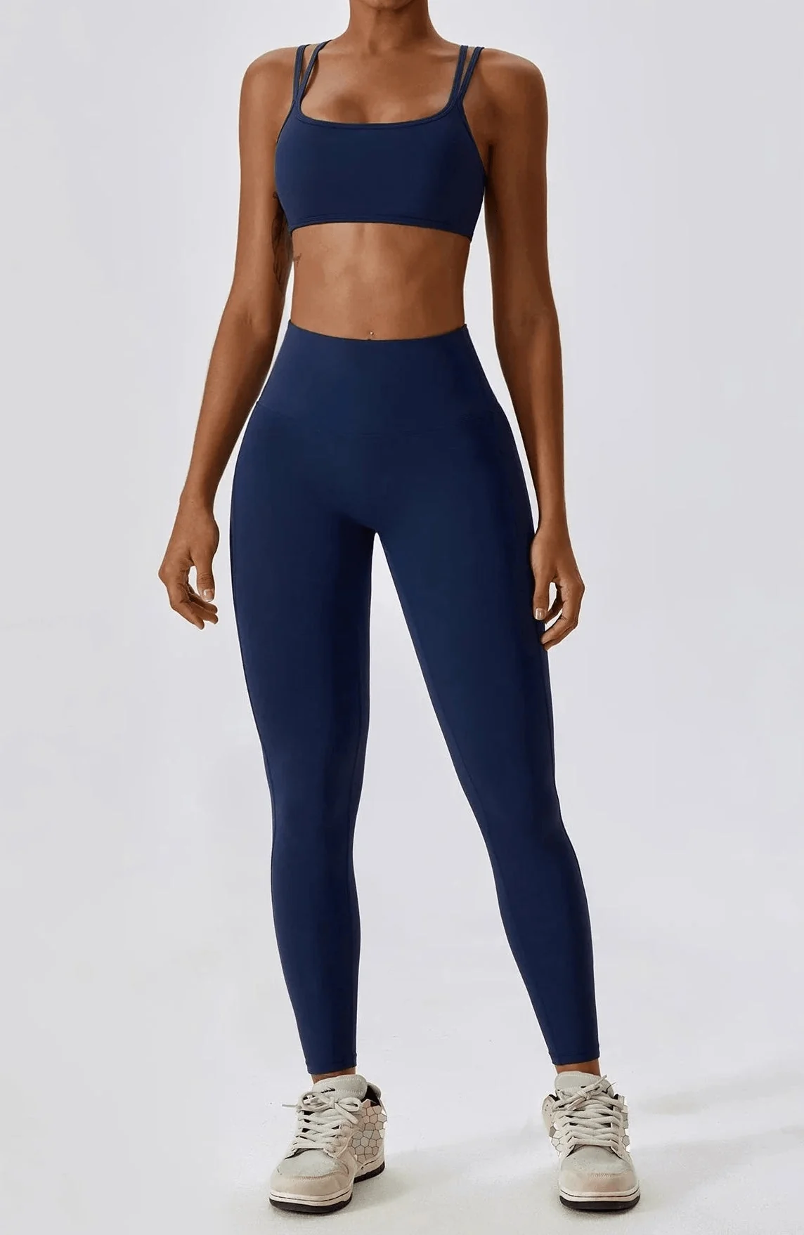 Seamless Athletic Bra Gym Set in Badge Blue - Top & Leggings