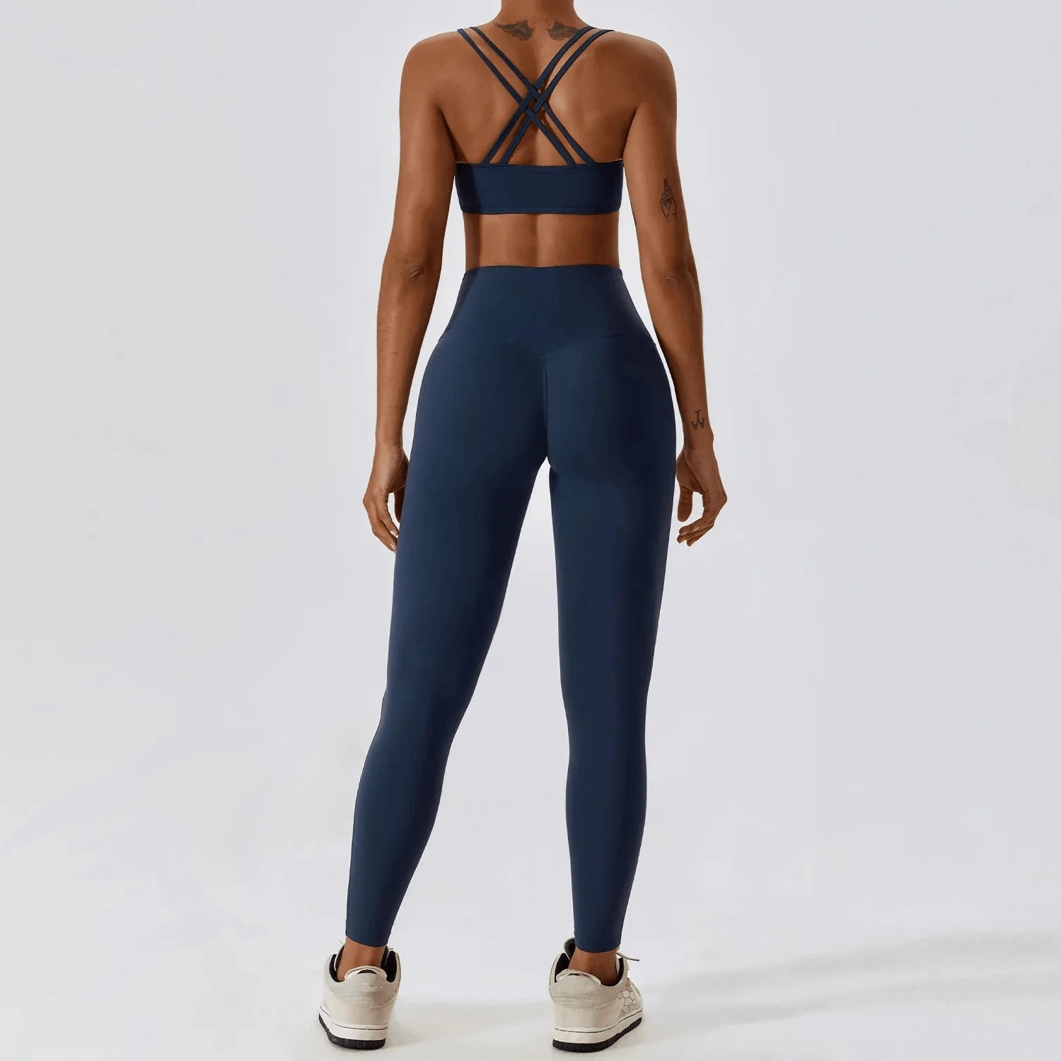 Seamless Athletic Bra Gym Set in Badge Blue - Top & Leggings