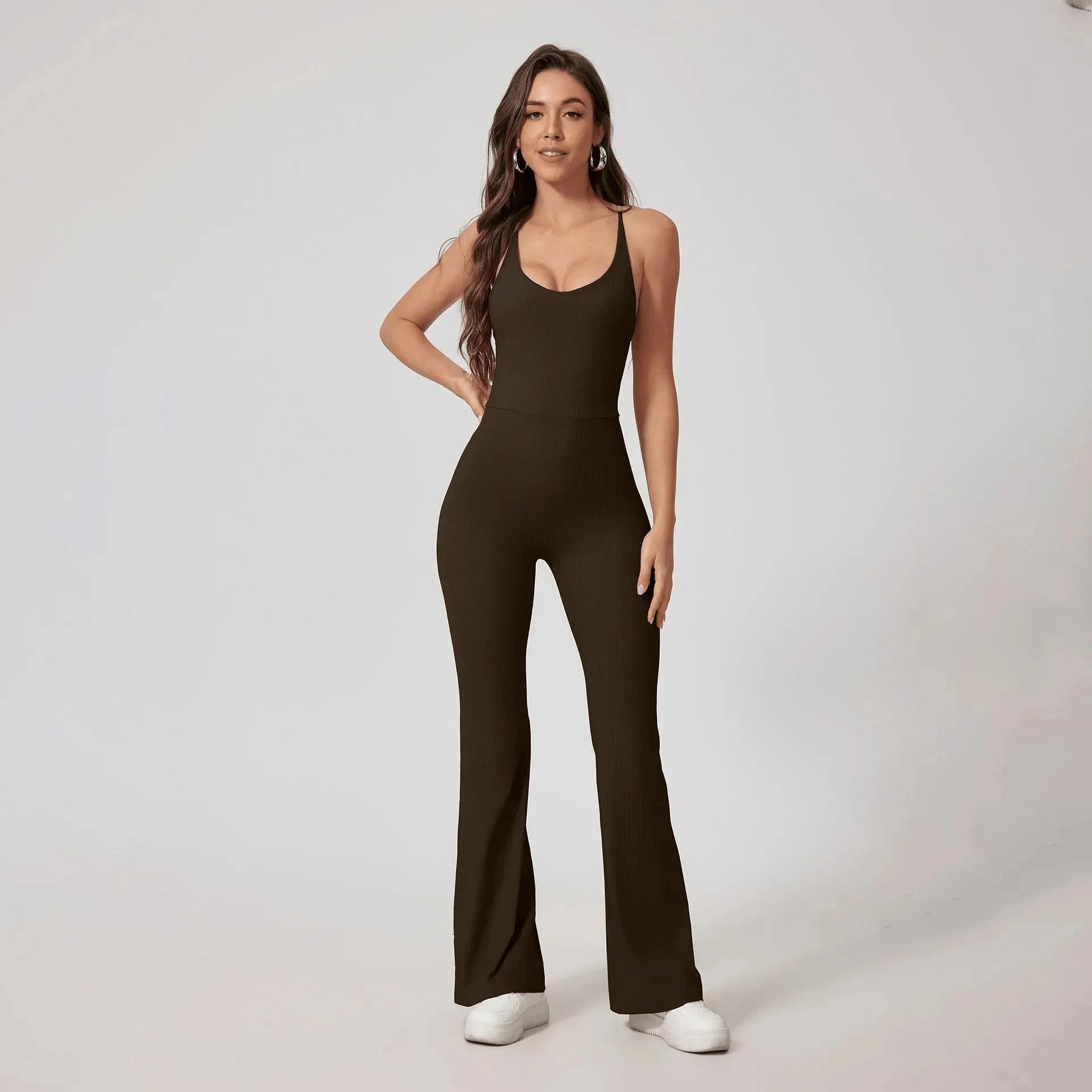 Backless Yoga Jumpsuit with Removable Pads | Comfortable & Stylish