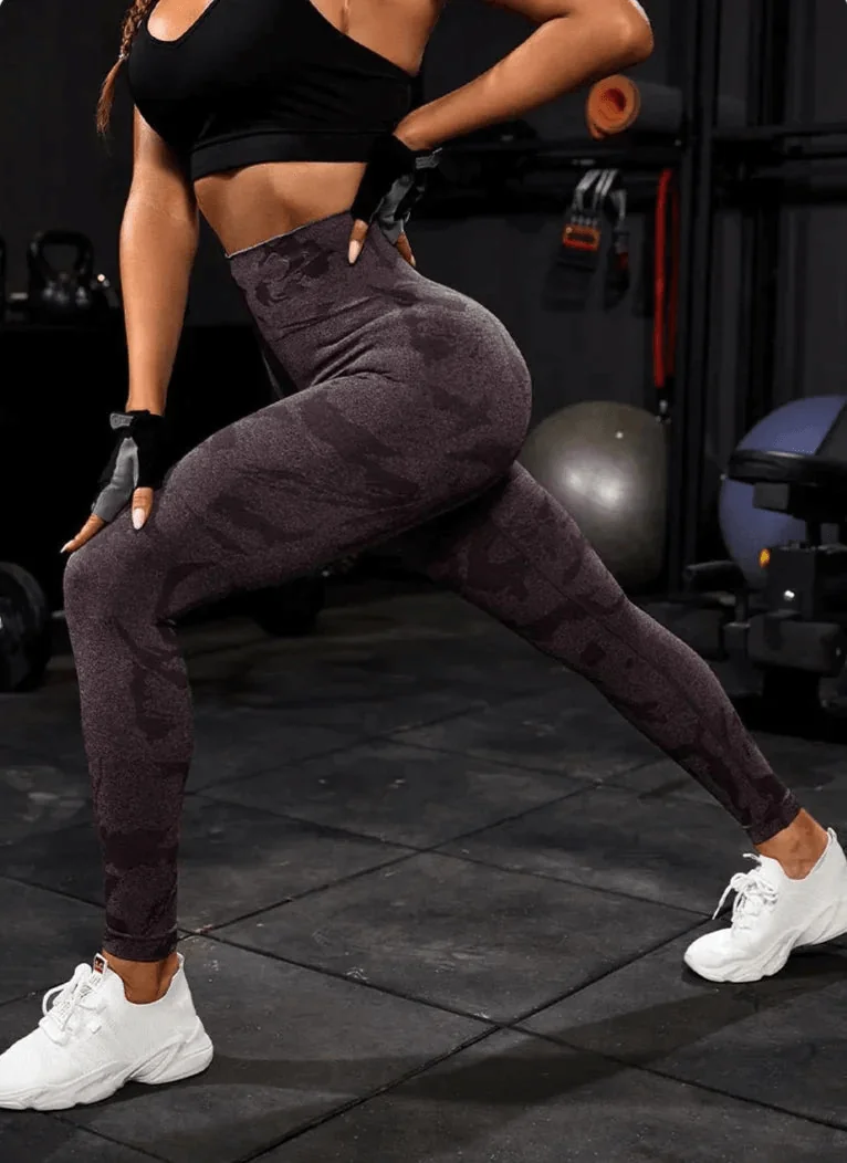 Coffee Seamless Fitness Leggings - High Elastic Waist