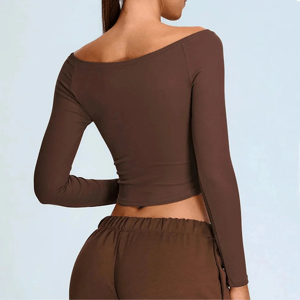 ComfortFit Off-Shoulder Yoga Top | Nylon-Spandex Blend