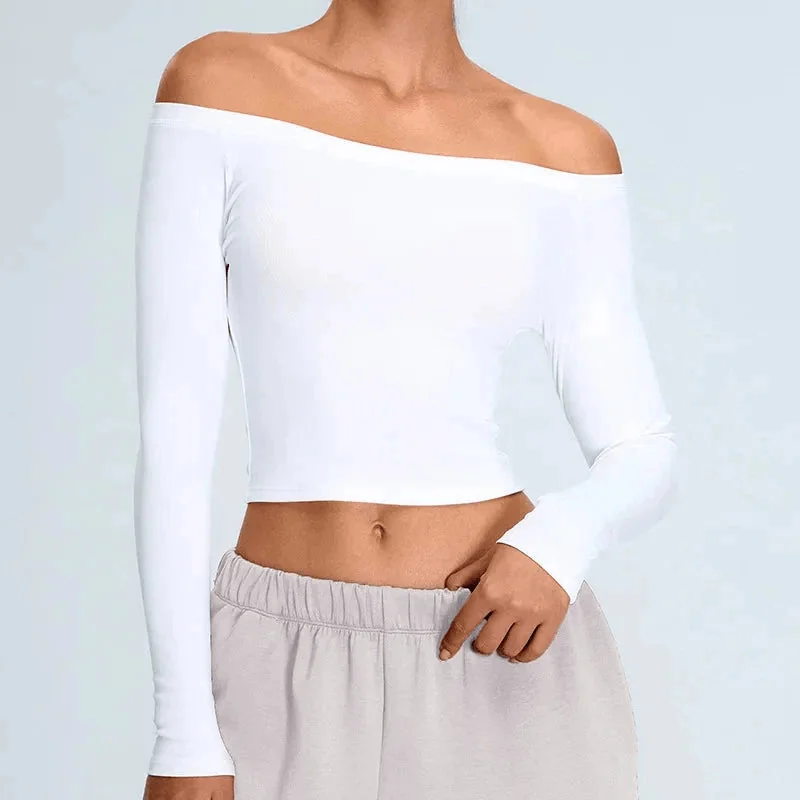 ComfortFit Off-Shoulder Yoga Top | Nylon-Spandex Blend