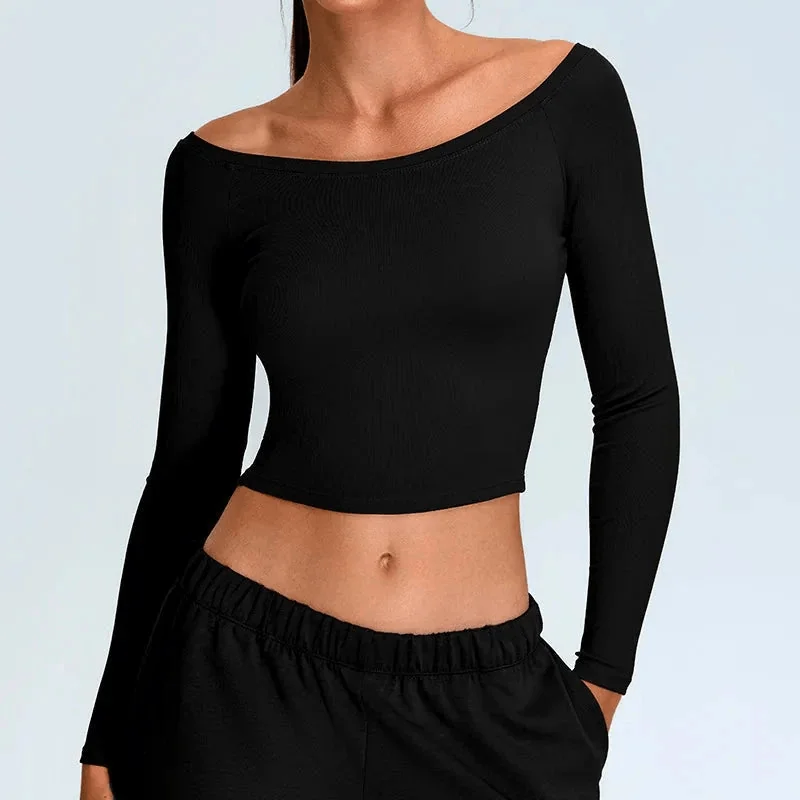 ComfortFit Off-Shoulder Yoga Top | Nylon-Spandex Blend