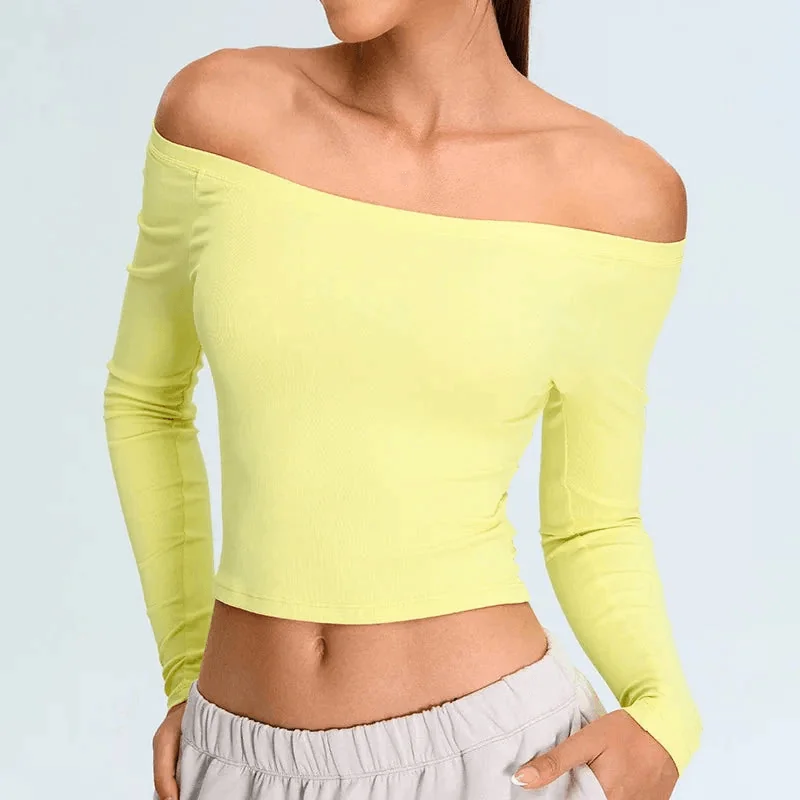 ComfortFit Off-Shoulder Yoga Top | Nylon-Spandex Blend