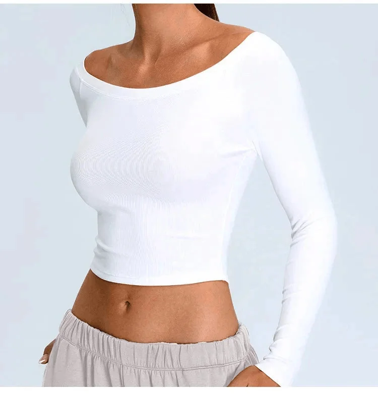ComfortFit Off-Shoulder Yoga Top | Nylon-Spandex Blend