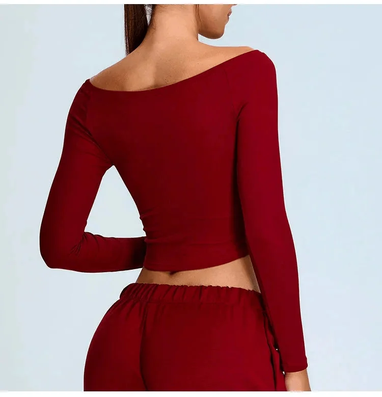 ComfortFit Off-Shoulder Yoga Top | Nylon-Spandex Blend