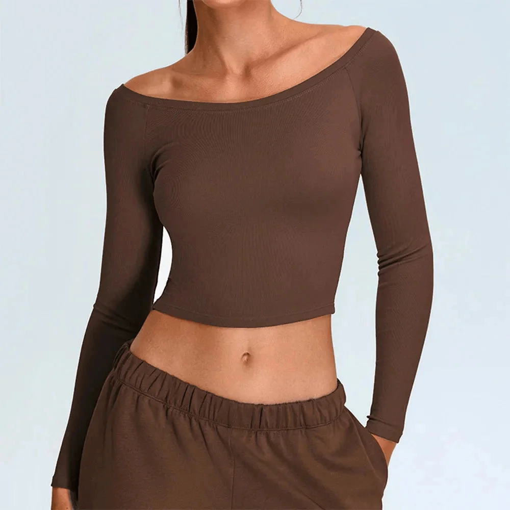 ComfortFit Off-Shoulder Yoga Top | Nylon-Spandex Blend