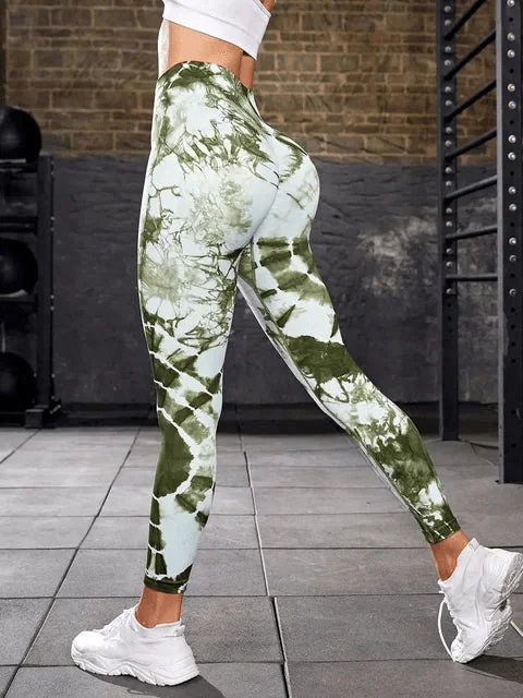 Trendy Seamless Tie Dye Fitness Leggings for Women