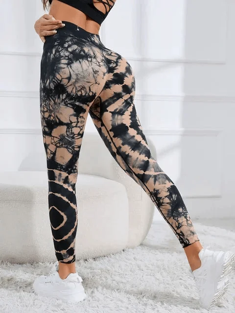 Trendy Seamless Tie Dye Fitness Leggings for Women