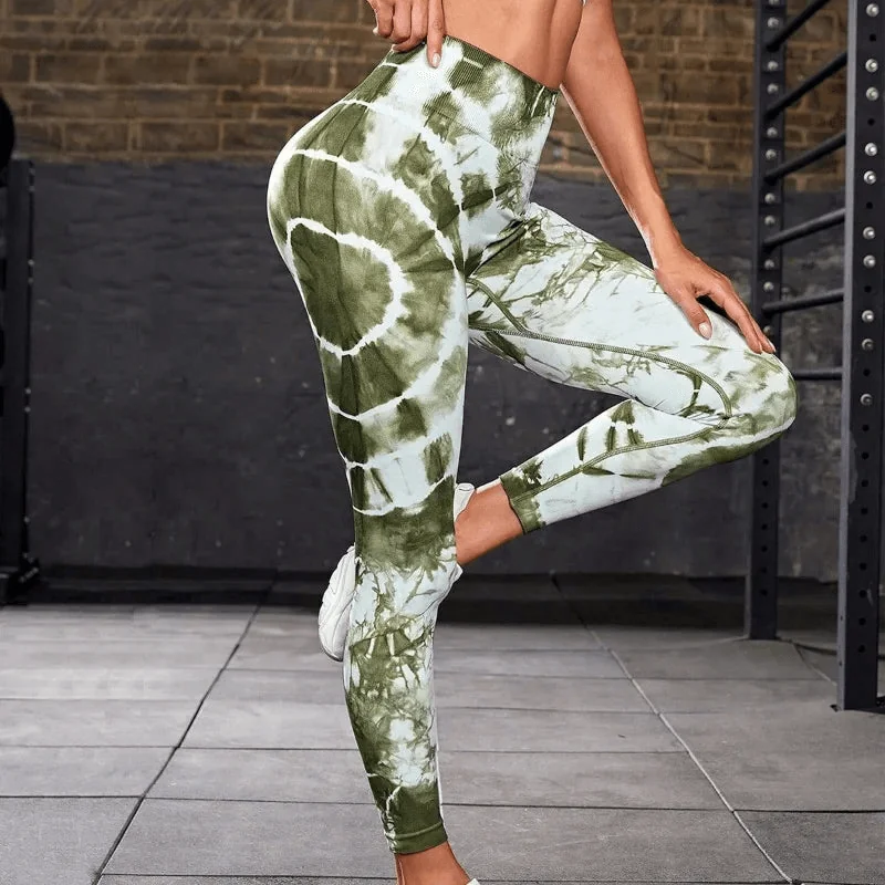Trendy Seamless Tie Dye Fitness Leggings for Women