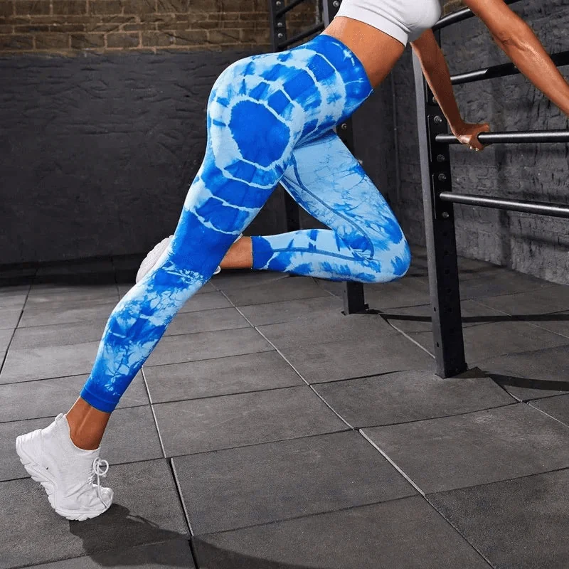 Trendy Seamless Tie Dye Fitness Leggings for Women