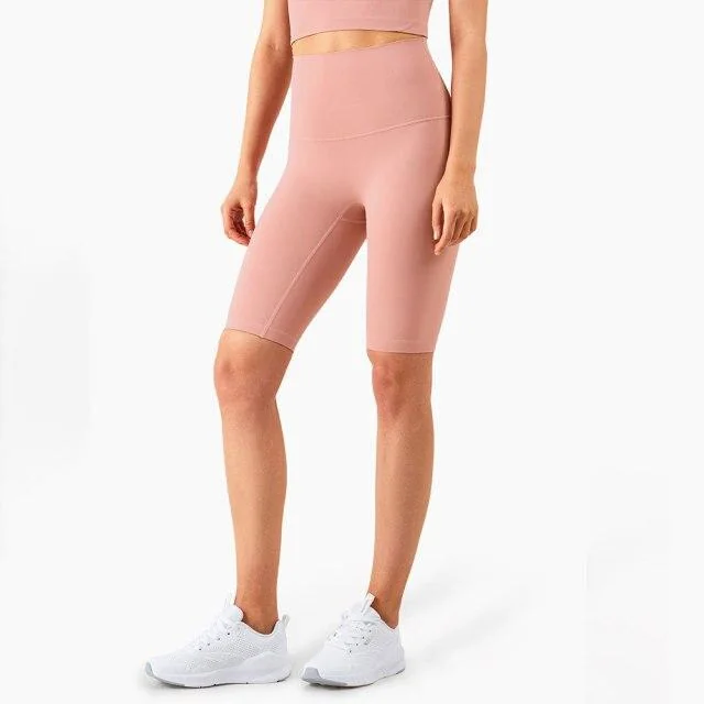 Silky High-Waist Fitness Biker Shorts