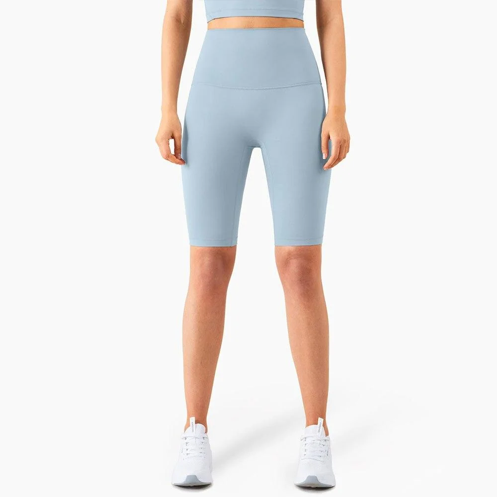 Silky High-Waist Fitness Biker Shorts