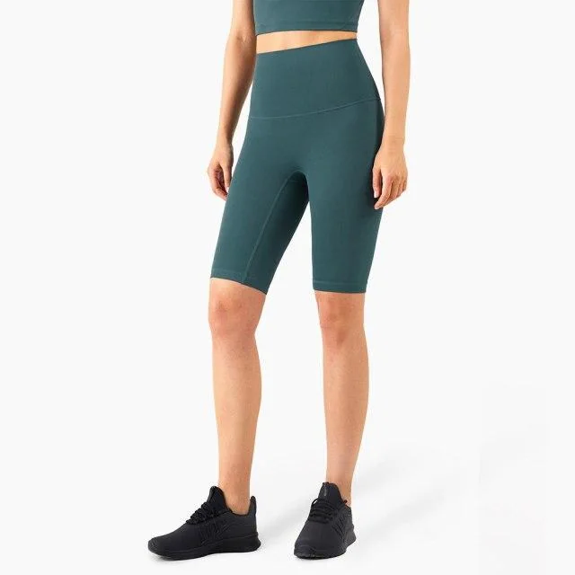 Silky High-Waist Fitness Biker Shorts