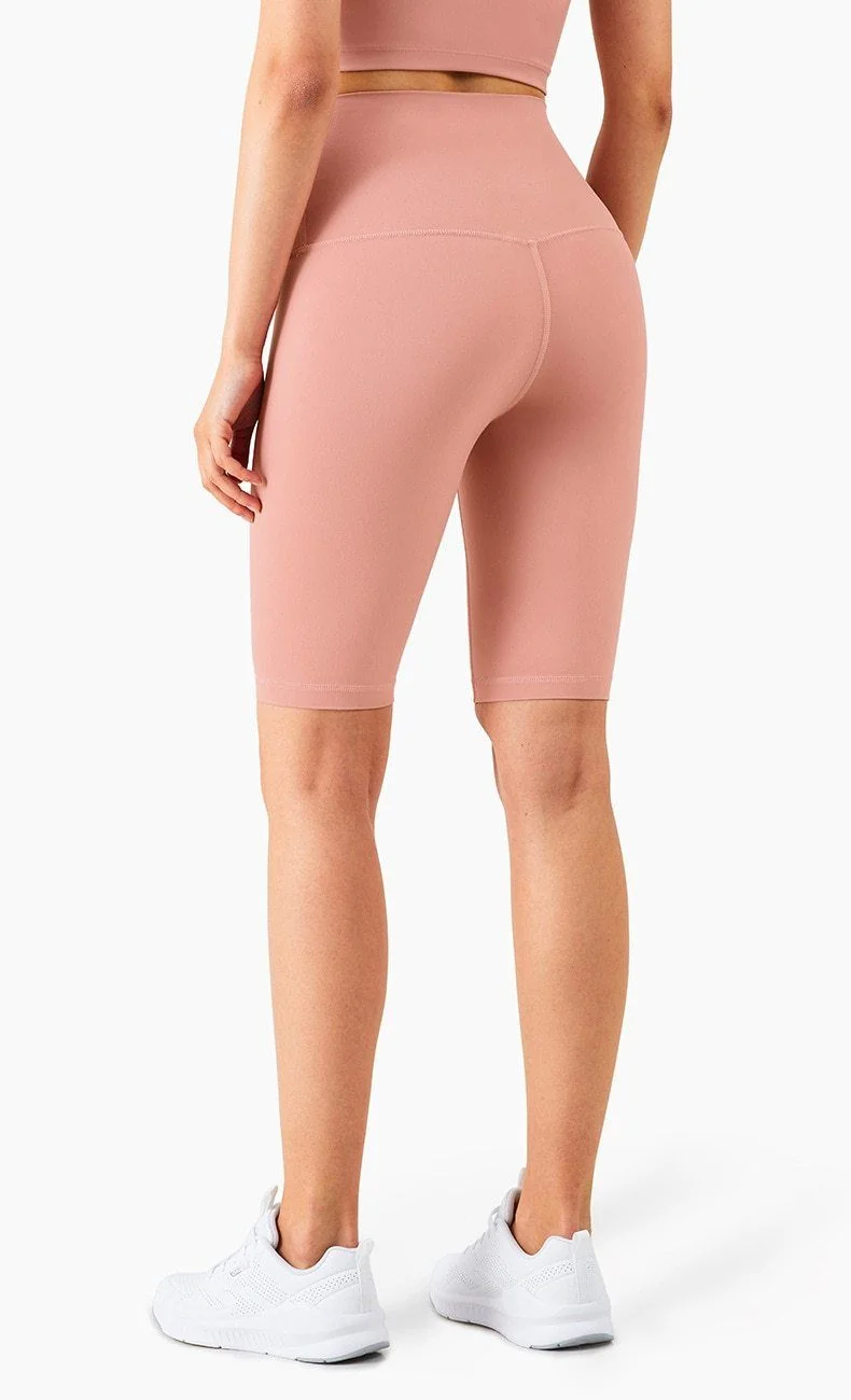 Silky High-Waist Fitness Biker Shorts