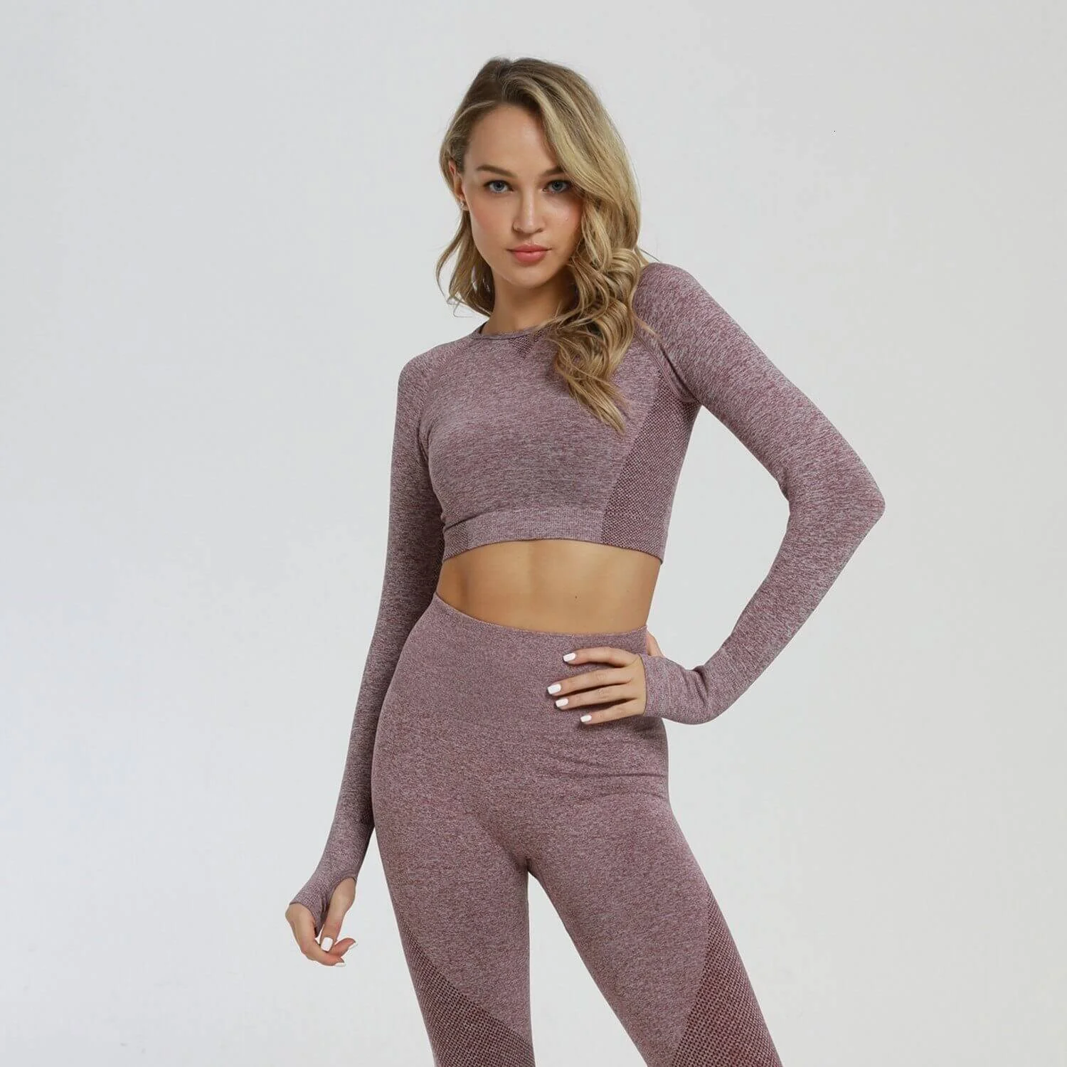 Dusty Pink Long Sleeve Gym Top for Women