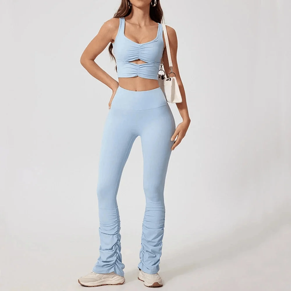 Ruched Sports Bra with Removable Pads - High Support & Comfort