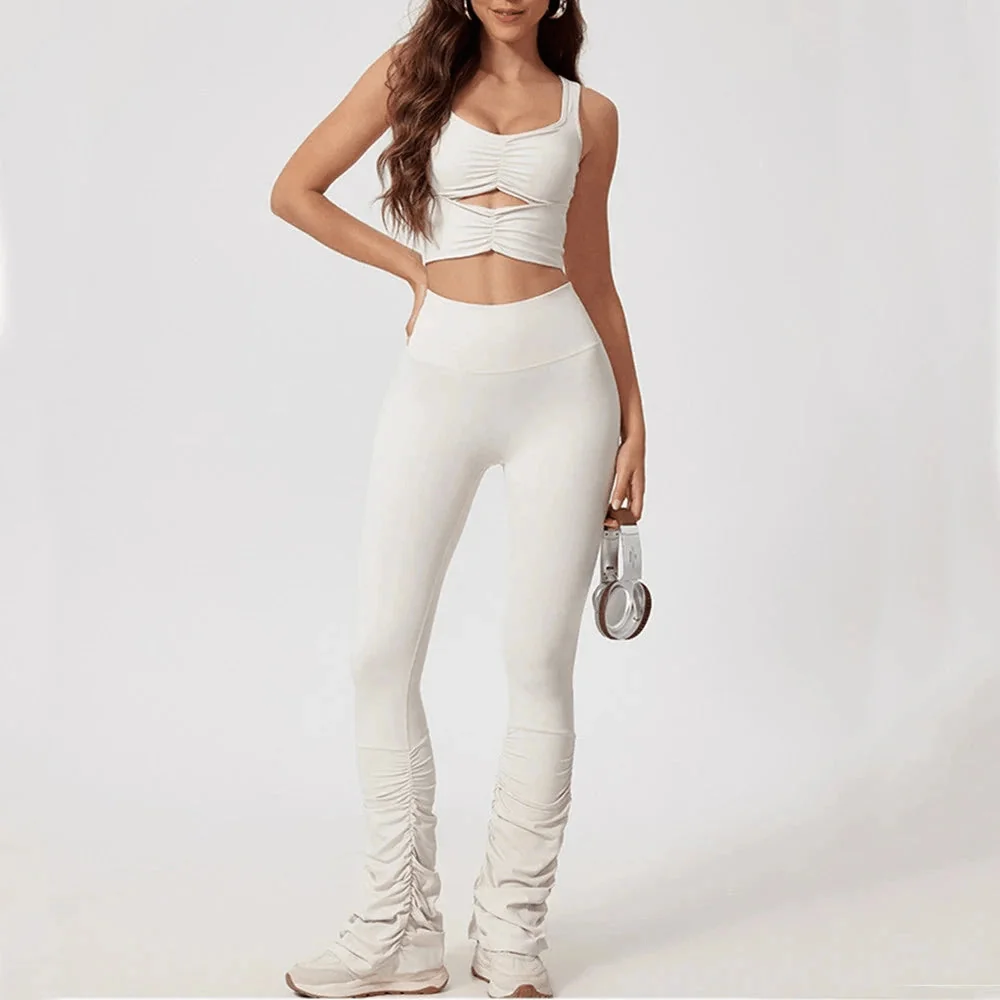 Ruched Sports Bra with Removable Pads - High Support & Comfort