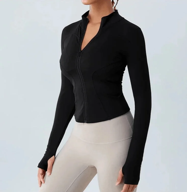 Breathable Nylon Spandex Yoga Jacket - Moisture Wicking
